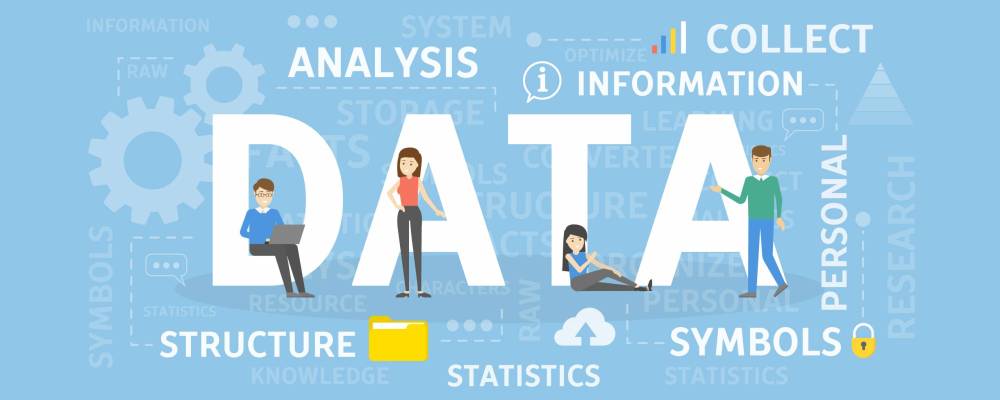 Data concept illustration. Idea of collecting, analysing and using.