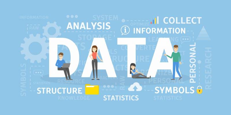 Data concept illustration. Idea of collecting, analysing and using.